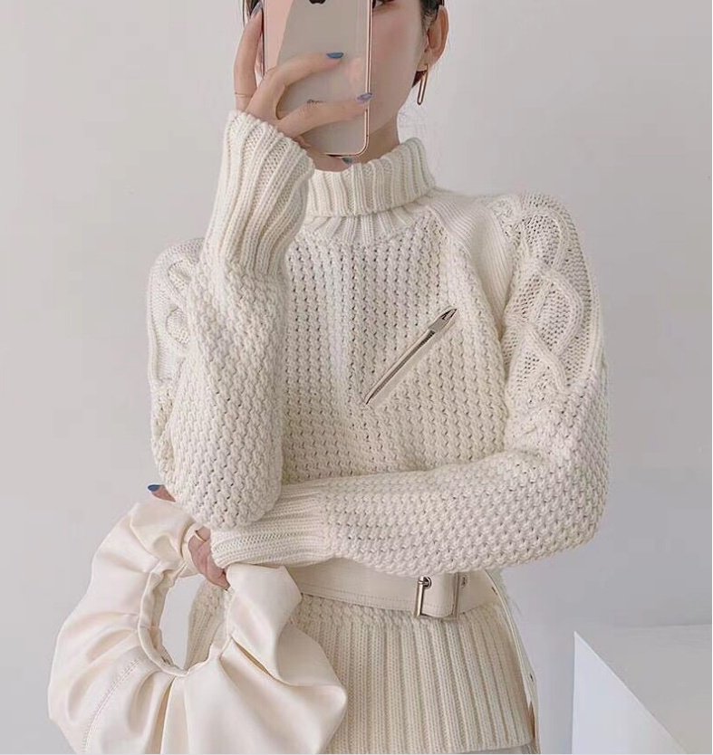 Long Sleeve Solid Sashes High Collar Casual Sweaters Women Pullovers New Autumn And Winter Long Sleeve Solid Sashes High Collar Casual Sweaters Women Pullovers New Autumn And Winter 1