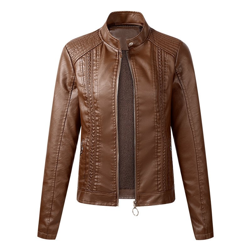 Long Sleeve Ladies Jacket Pu Leather Jacket Women Short Long Sleeve Ladies Jacket Pu Leather Jacket Women Short 1