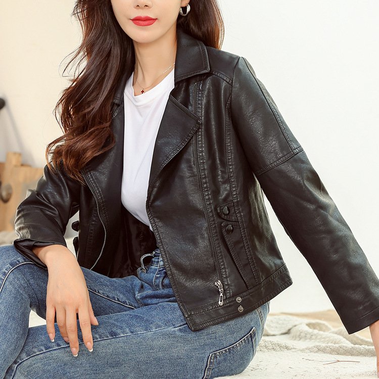New Fashion Trendy Simple Short Leather Jacket Women New Fashion Trendy Simple Short Leather Jacket Women 1