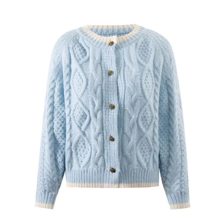 American-style Casual Women's Sweater Round Neck Knitted Cardigan American-style Casual Women's Sweater Round Neck Knitted Cardigan 1